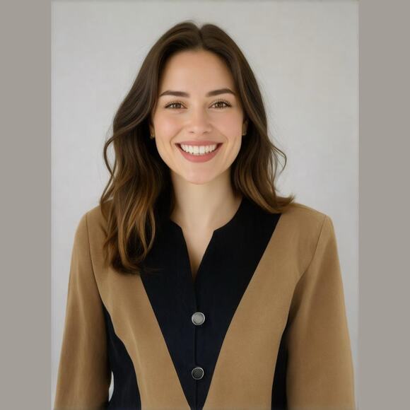 Vintage 80s D.J. Summers Brown Black Color Block Faux Suede Retro Long Blazer 8 - Picture 1 of 11